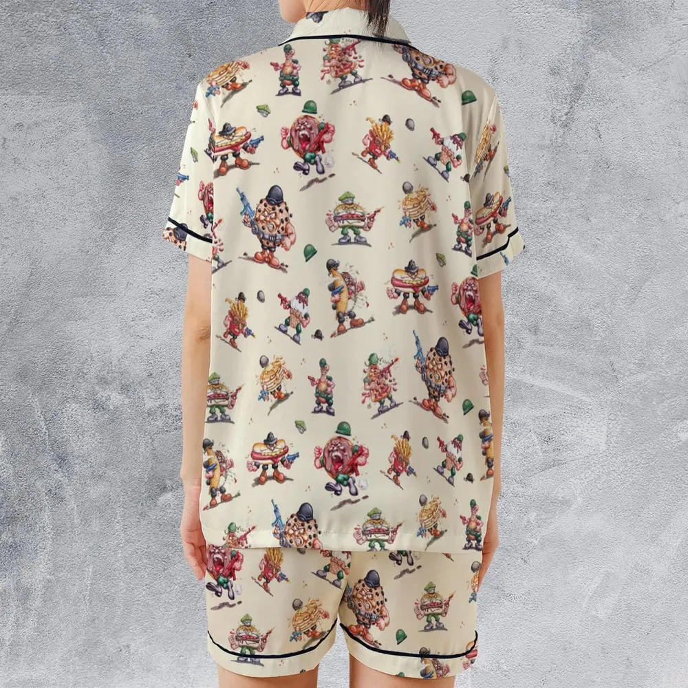Kitchen Commandos and Refrigerator Rejects Food Fighters Satin Short-Sleeve Pajamas Set - 2
