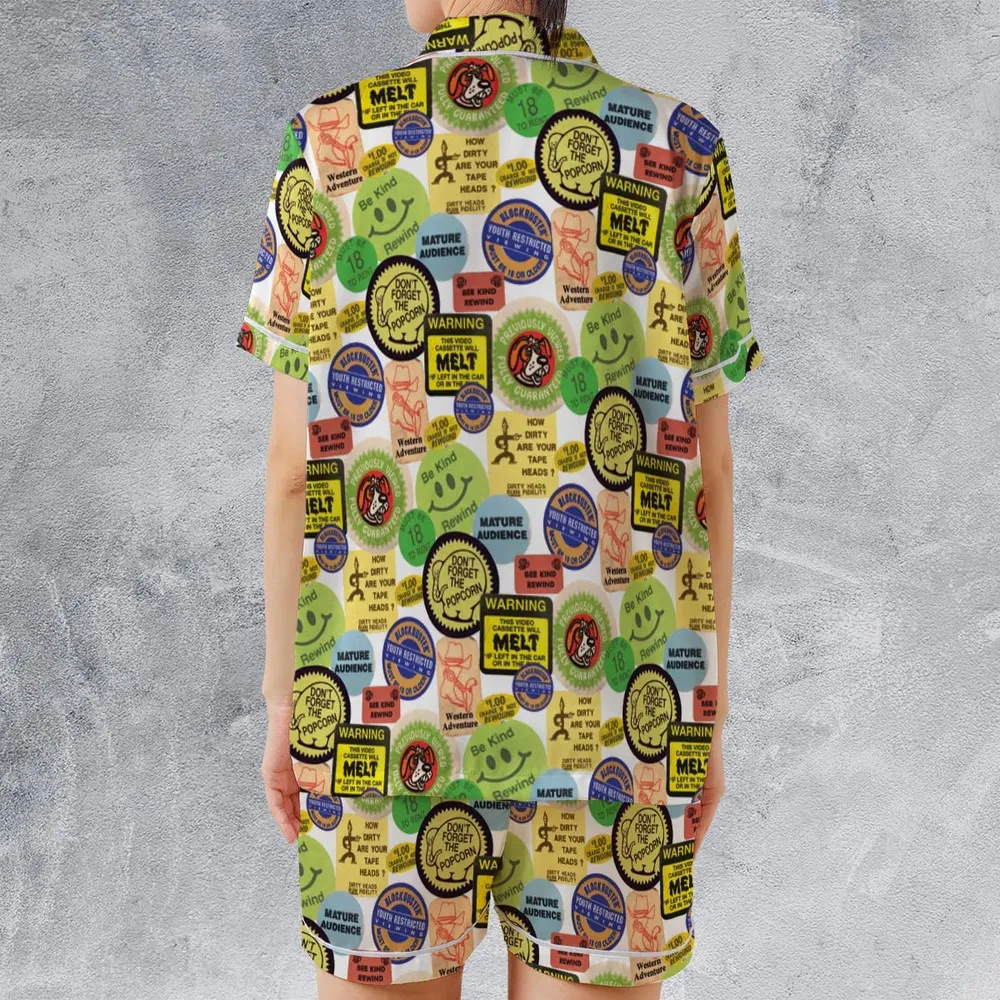 1976 Future Is Here VHS Satin Short-Sleeve Pajamas Set - 2