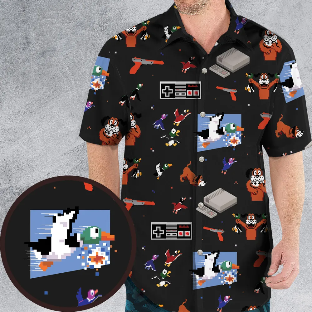 Retro Video Game Duck Hunt Hawaiian Shirt - 1