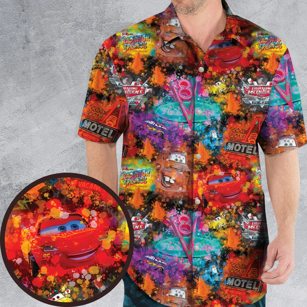 Neon Radiator Spring Cars Hawaiian Shirt - 1