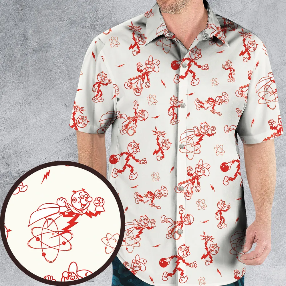 Vintage Style Nostalgic Reddy Kilowatt Hawaiian Shirt - 1