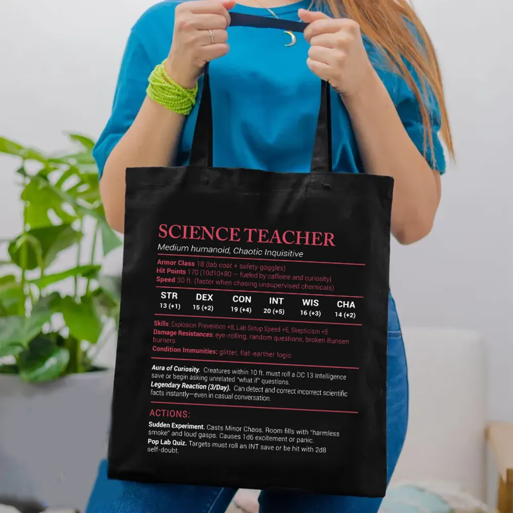 Science Teacher Stats Lined Tote Bag - 1