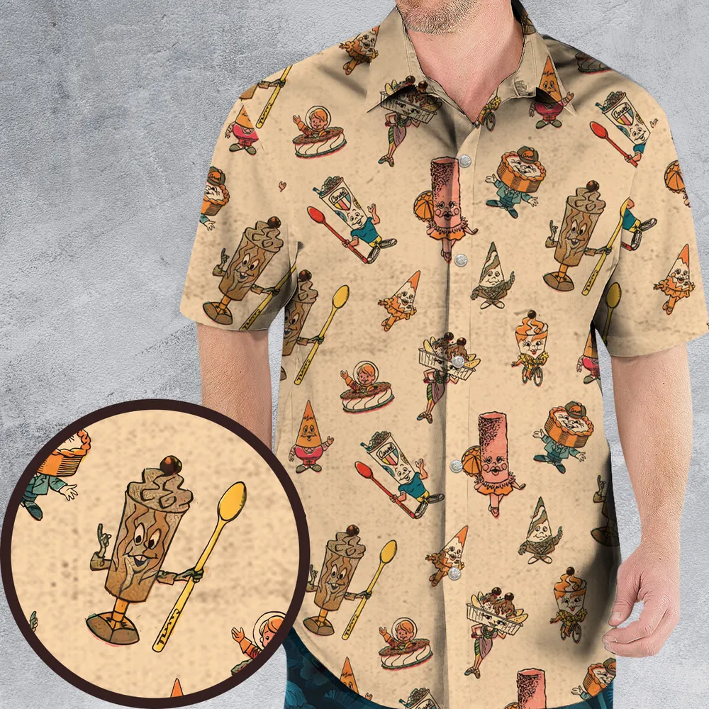 Retro Dessert Mascots Carvel comic book Ice Cream Hawaiian Shirt - 1