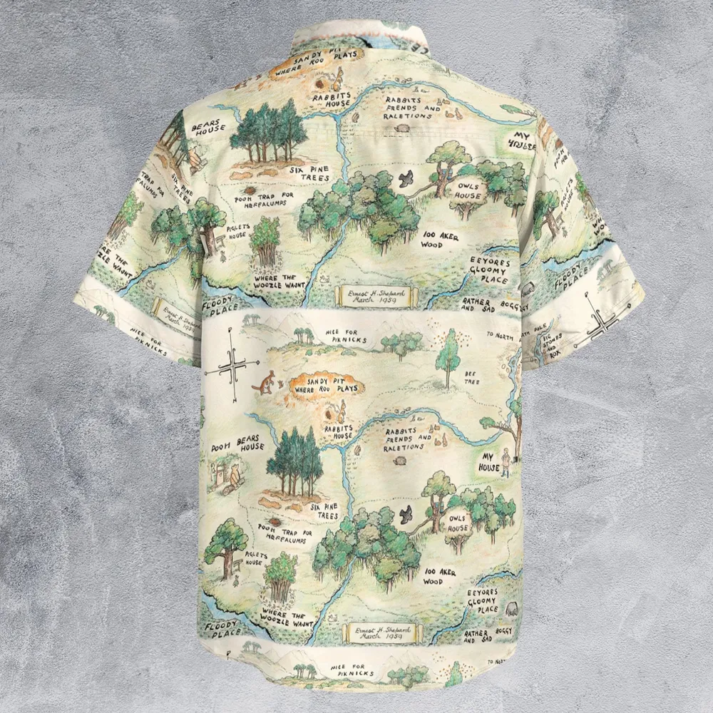 Hundred Acre Wood Map Short-sleeve Pocket Shirt - 2
