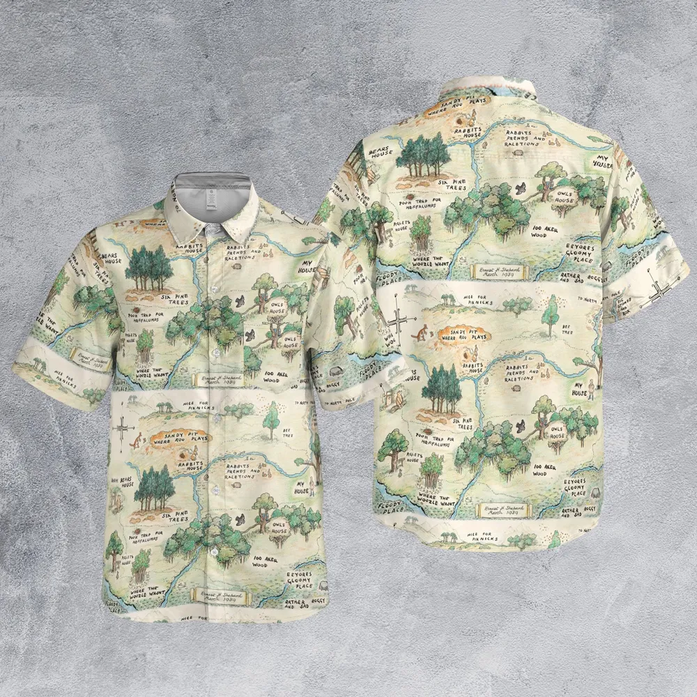 Hundred Acre Wood Map Short-sleeve Pocket Shirt - 3