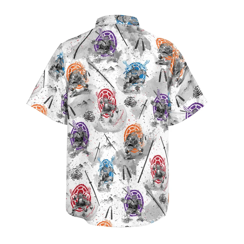 TMNT Characters Sumi-E Pattern Short-sleeve Pocket Shirt - 2