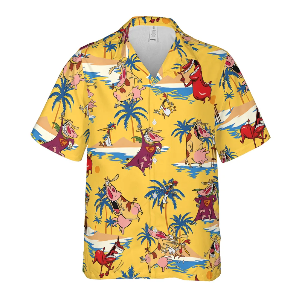 Cow Chicken Red Guy Hawaiian Shirt - 2