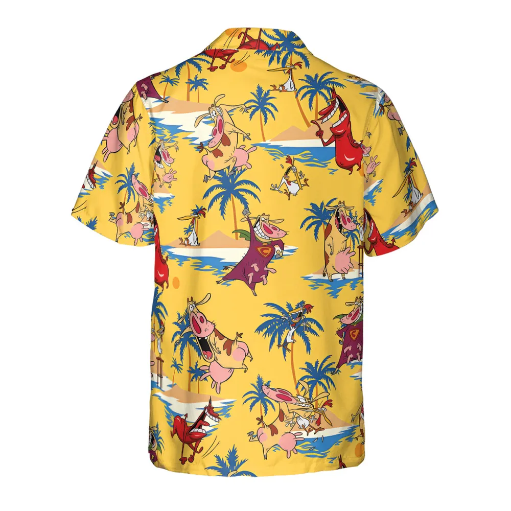Cow Chicken Red Guy Hawaiian Shirt - 3