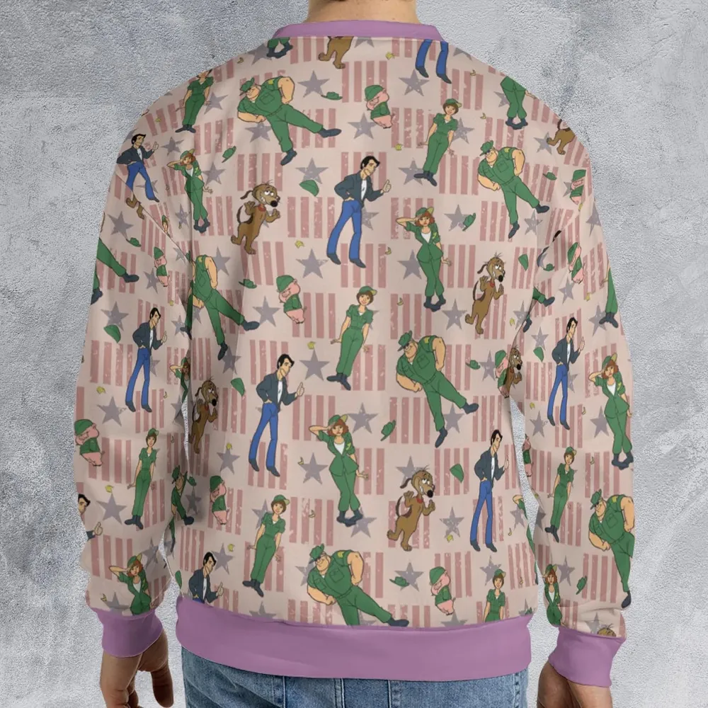 Laverne And Shirley with The Fonz All-over Print Sweatshirt - 2