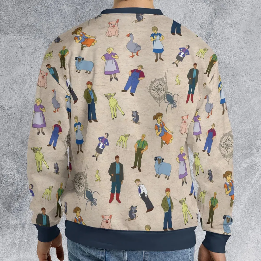 Beloved Children's Tale Charlotte's Web Cartoon Characters All-over Print Sweatshirt - 2