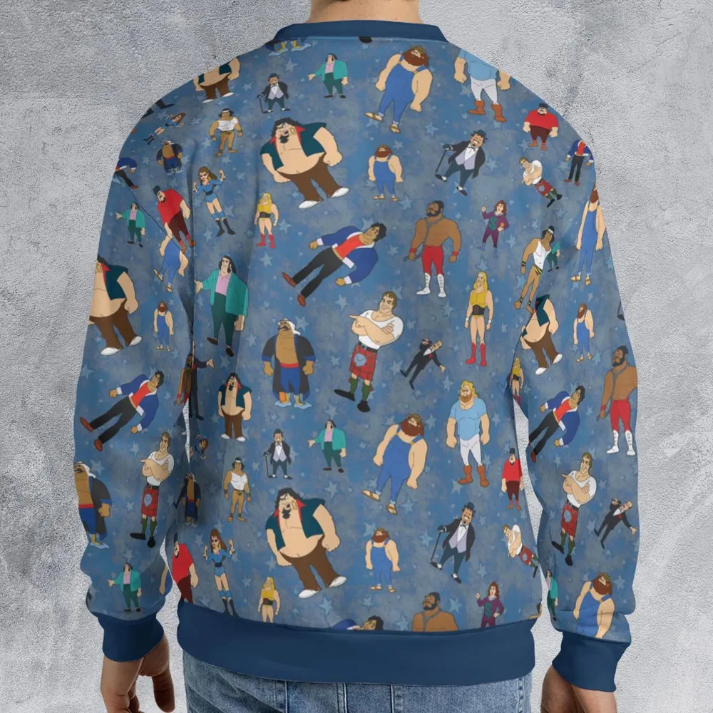 80s Hulk Rock 'n' Wrestling Characters All-over Print Sweatshirt - 2