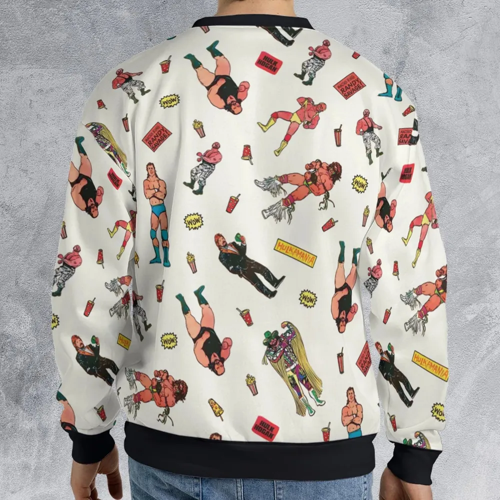 Wrestling Superstars Hulk Hogan Macho Man Logos All-over Print Sweatshirt - 2