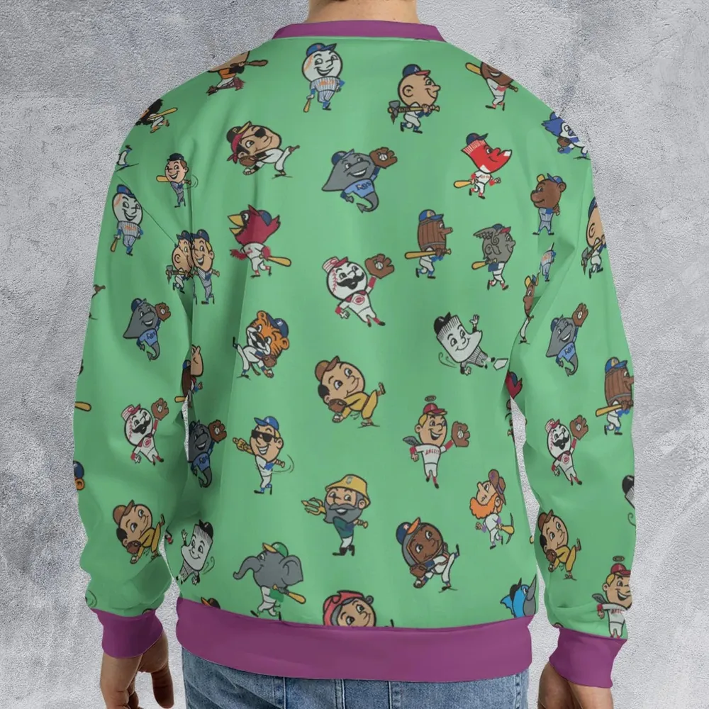 Baseball Mascot Pattern All-over Print Sweatshirt - 2