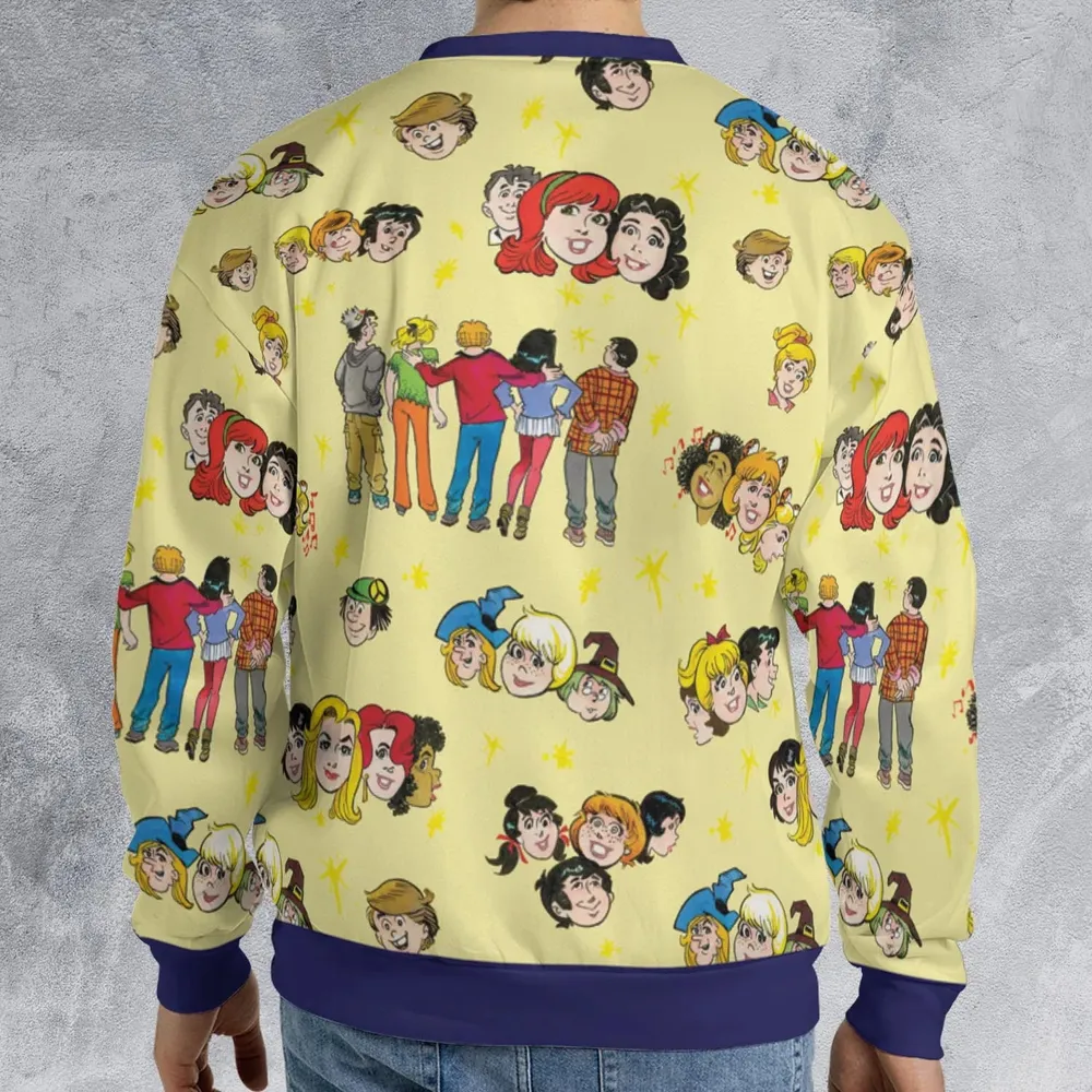 Nostalgic Cartoons in Archie Style All-over Print Sweatshirt - 2