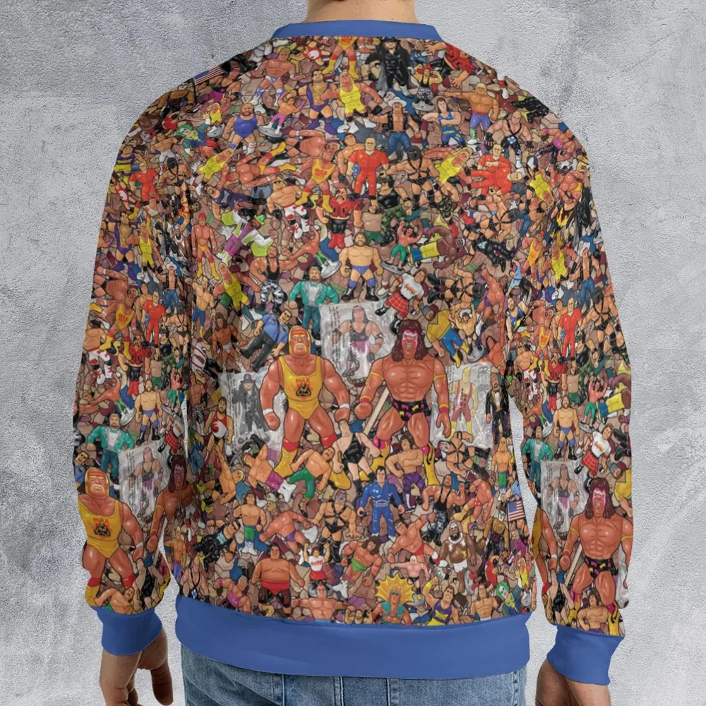 Wrestling Hulk Hogan and Buddies Figures All-over Print Sweatshirt - 2