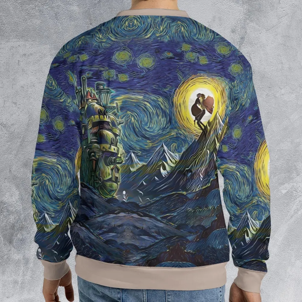 Howl’s Moving Castle Starry Night All-over Print Sweatshirt - 2