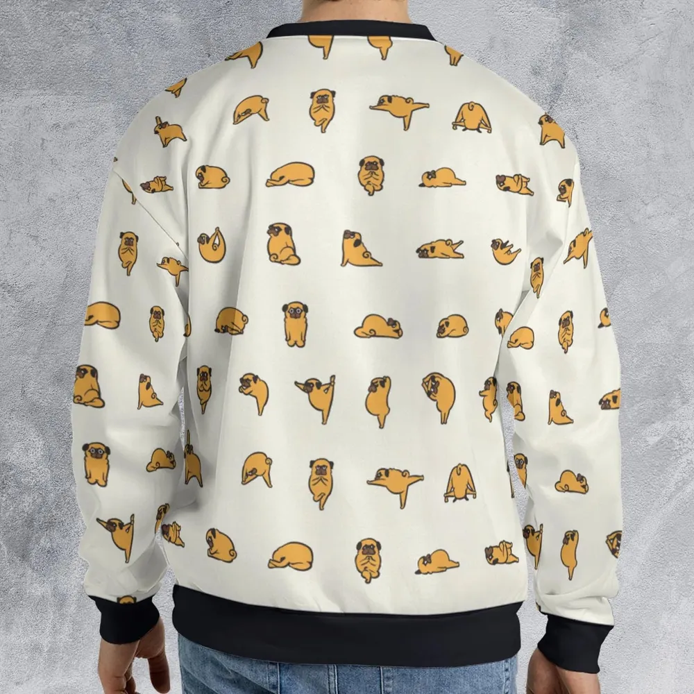 Pug Hot Yoga Pattern All-over Print Sweatshirt - 2