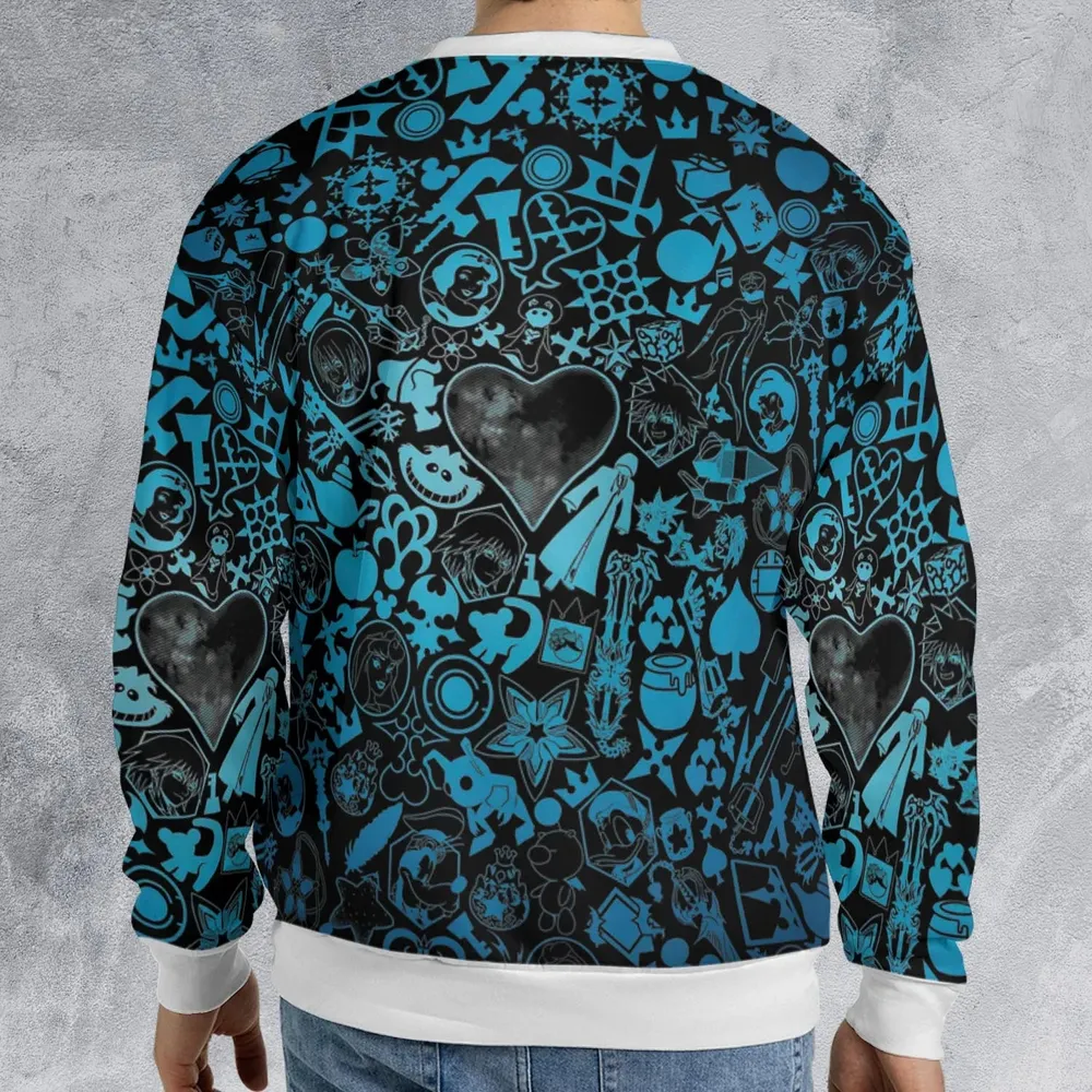 Blue Key Heart Kingdom Hearts All-over Print Sweatshirt - 2