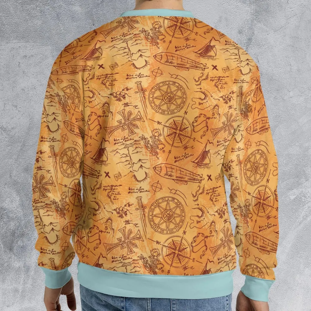 Vintage Adventure Map Indiana Jones All-over Print Sweatshirt - 2