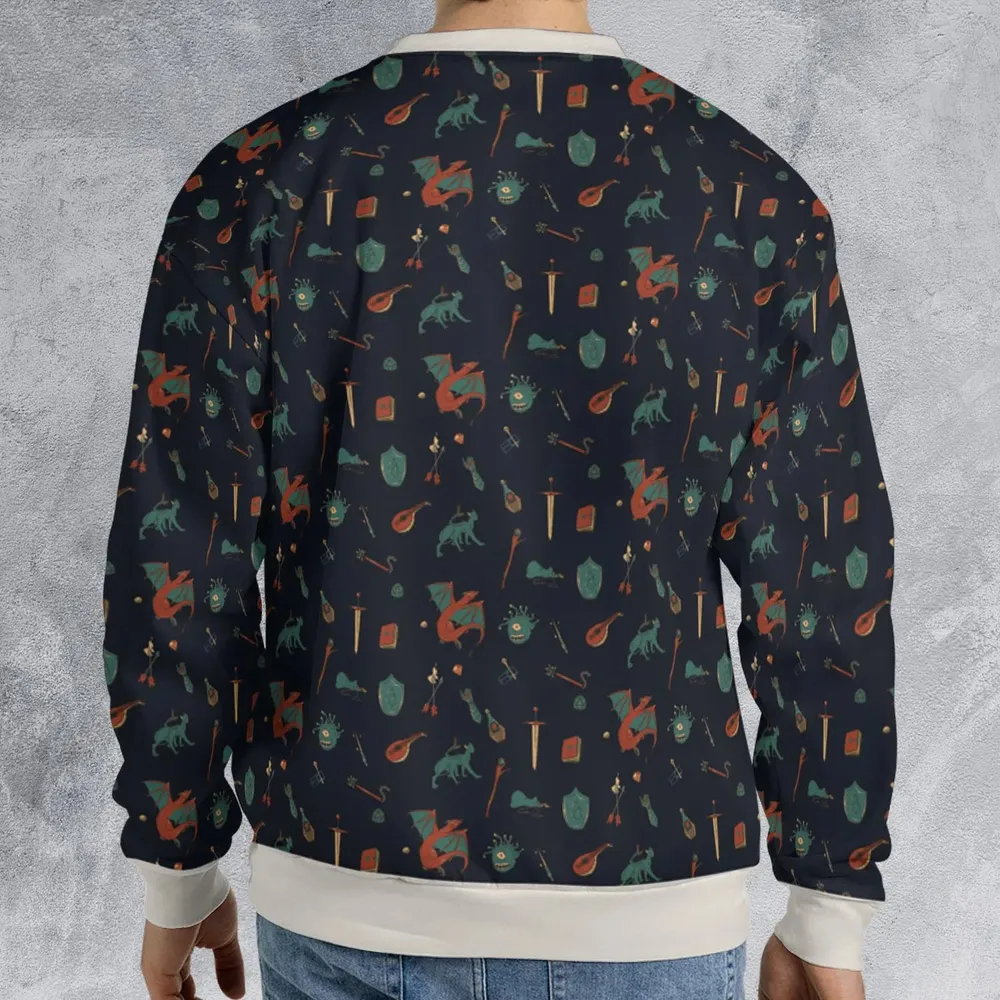 DnD Items and Monsters Pattern All-over Print Sweatshirt - 2