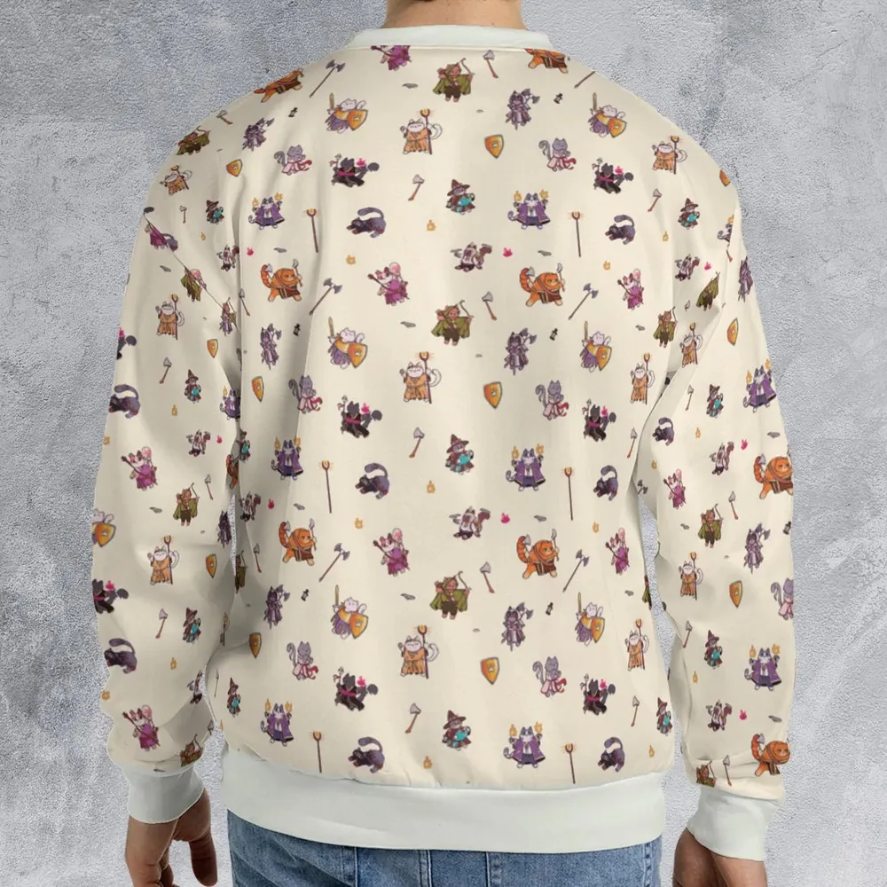 Cats In DnD Pattern All-over Print Sweatshirt - 2