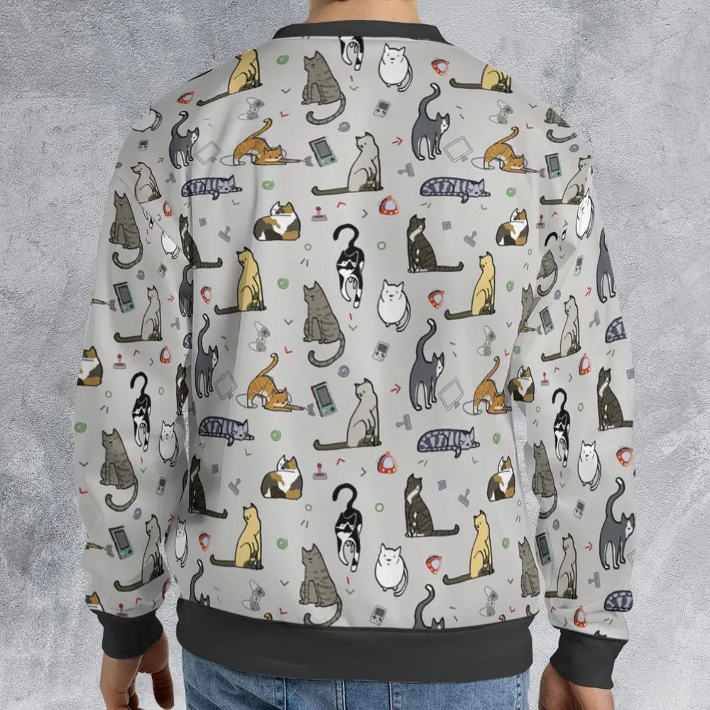 Cat the Gamer Pattern All-over Print Sweatshirt - 2