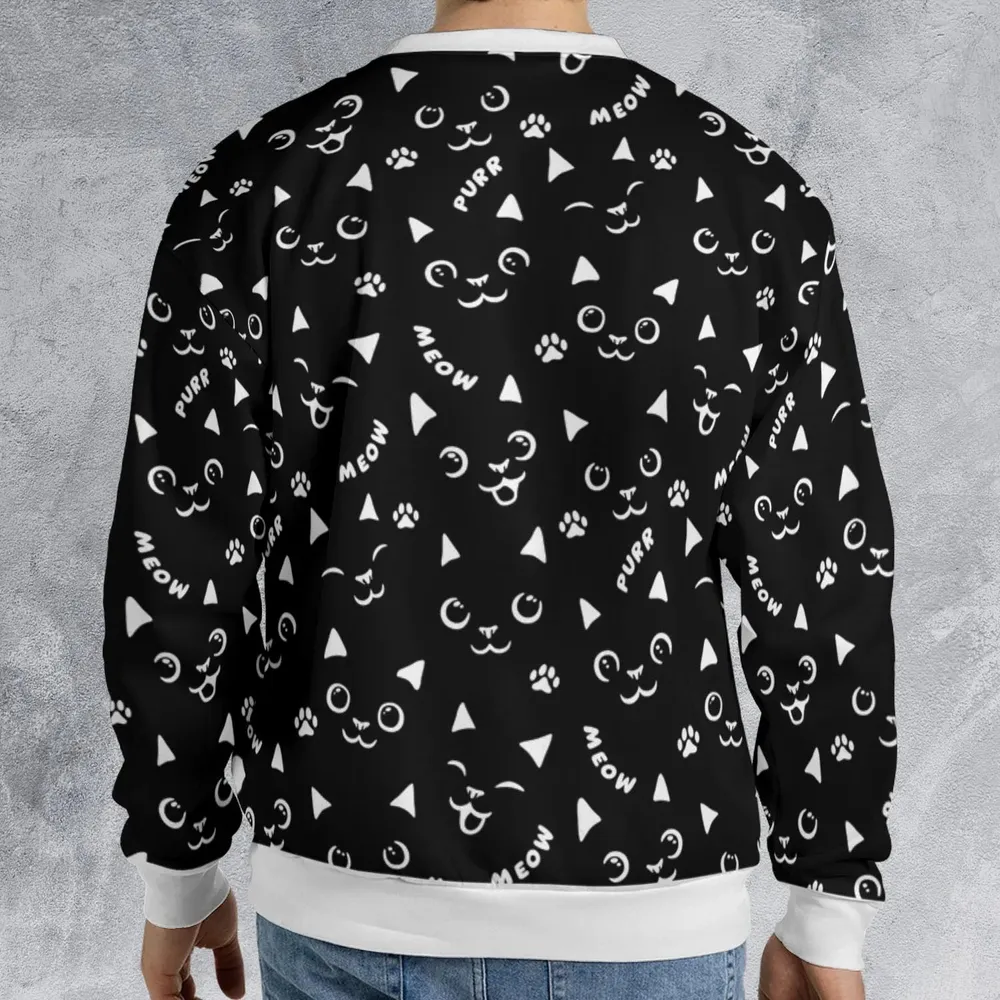 Black Cats Pattern All-over Print Sweatshirt - 2