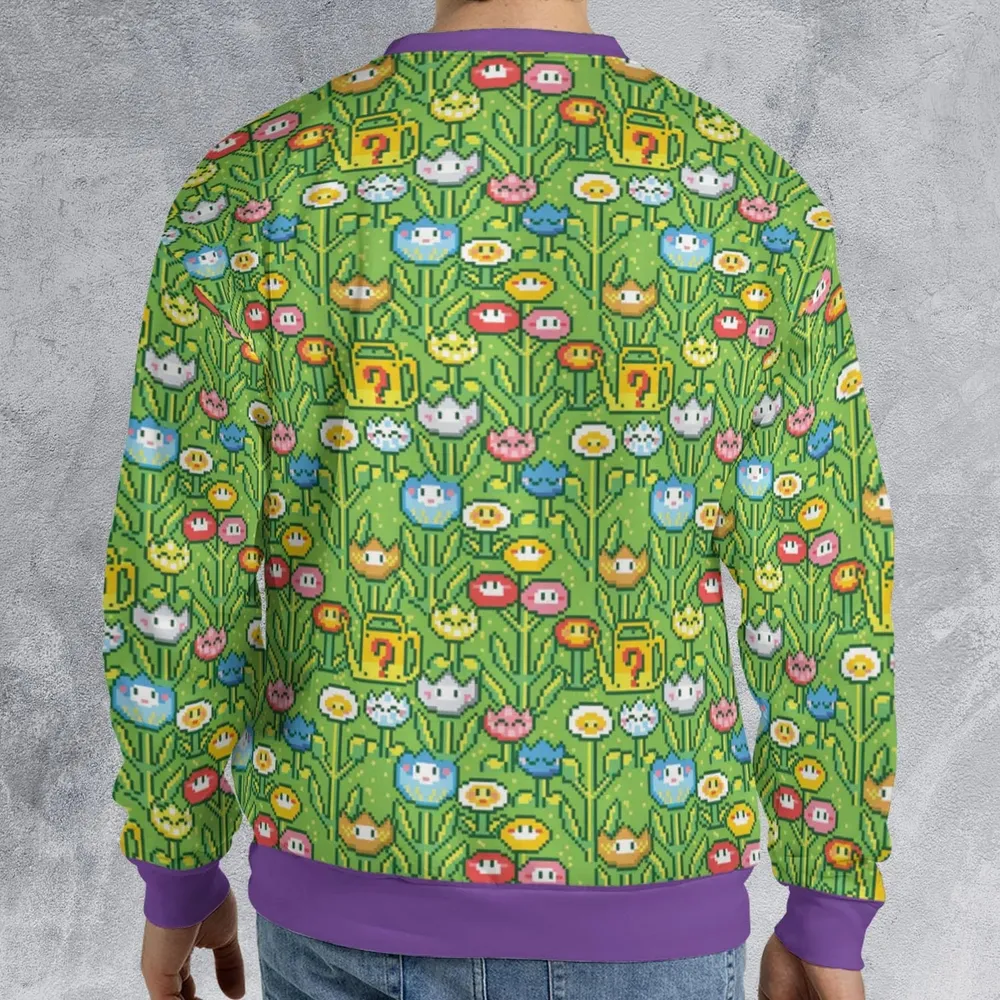 8bit Flower Garden Super Mario Pattern All-over Print Sweatshirt - 2