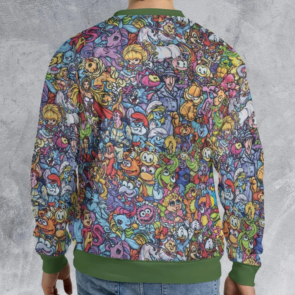 80s Throwback Cartoon Pattern All-over Print Sweatshirt - 2
