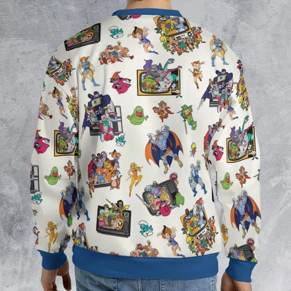 80s Famous Cartoon Characters Pattern All-over Print Sweatshirt - 2