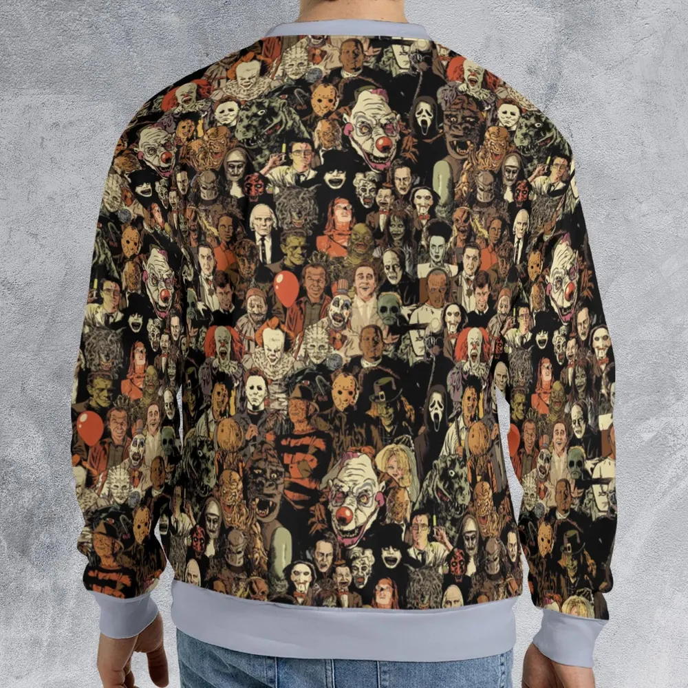 Horror Movie Characters Halloween Pattern All-over Print Sweatshirt - 2