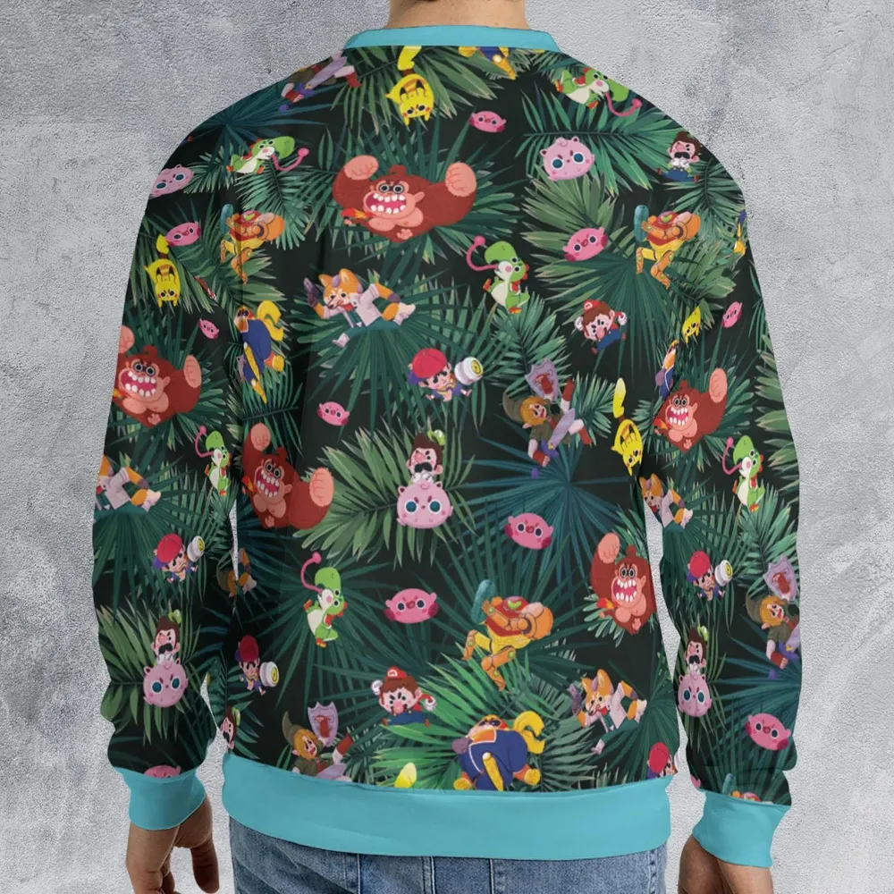 Video Game Characters Pattern All-over Print Sweatshirt - 2