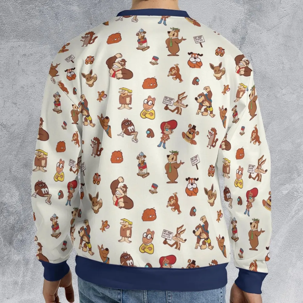 Famous Cartoon Characters in Brown All-over Print Sweatshirt - 2