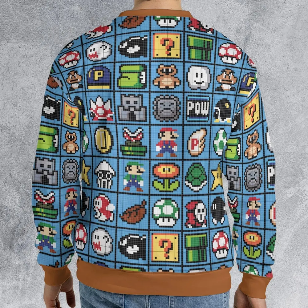 Mario Pixel Super Mario Pattern All-over Print Sweatshirt - 2