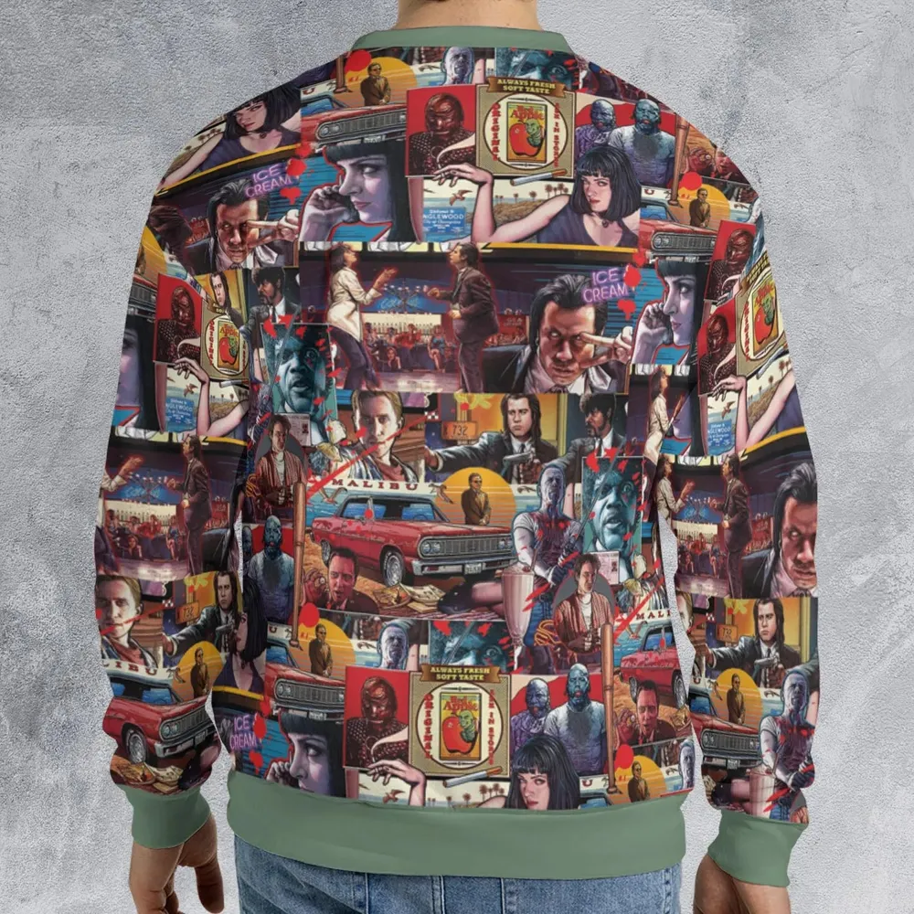 Retro Scenes Mia Wallace Vincent Vega Jules Winnfields Pulp Fiction All-over Print Sweatshirt - 2