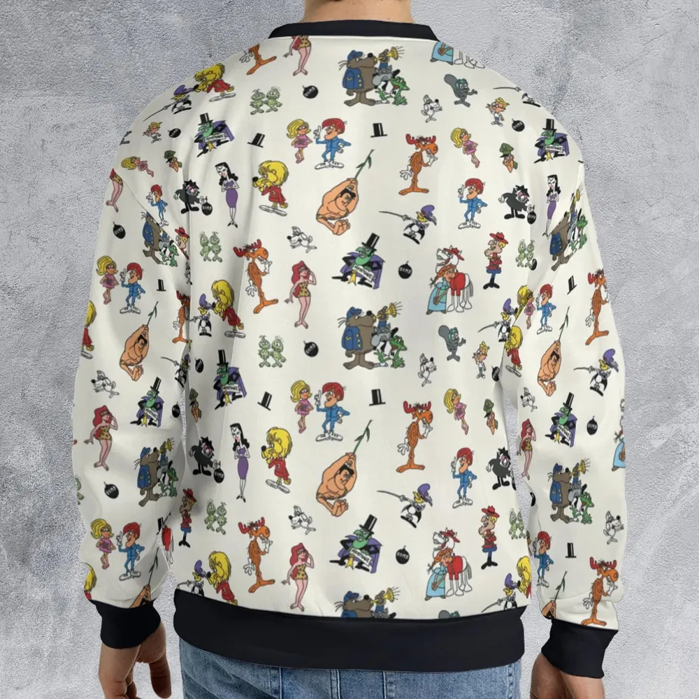 The Adventures of Rocky and Bullwinkle and Friends Characters Pattern All-over Print Sweatshirt - 2