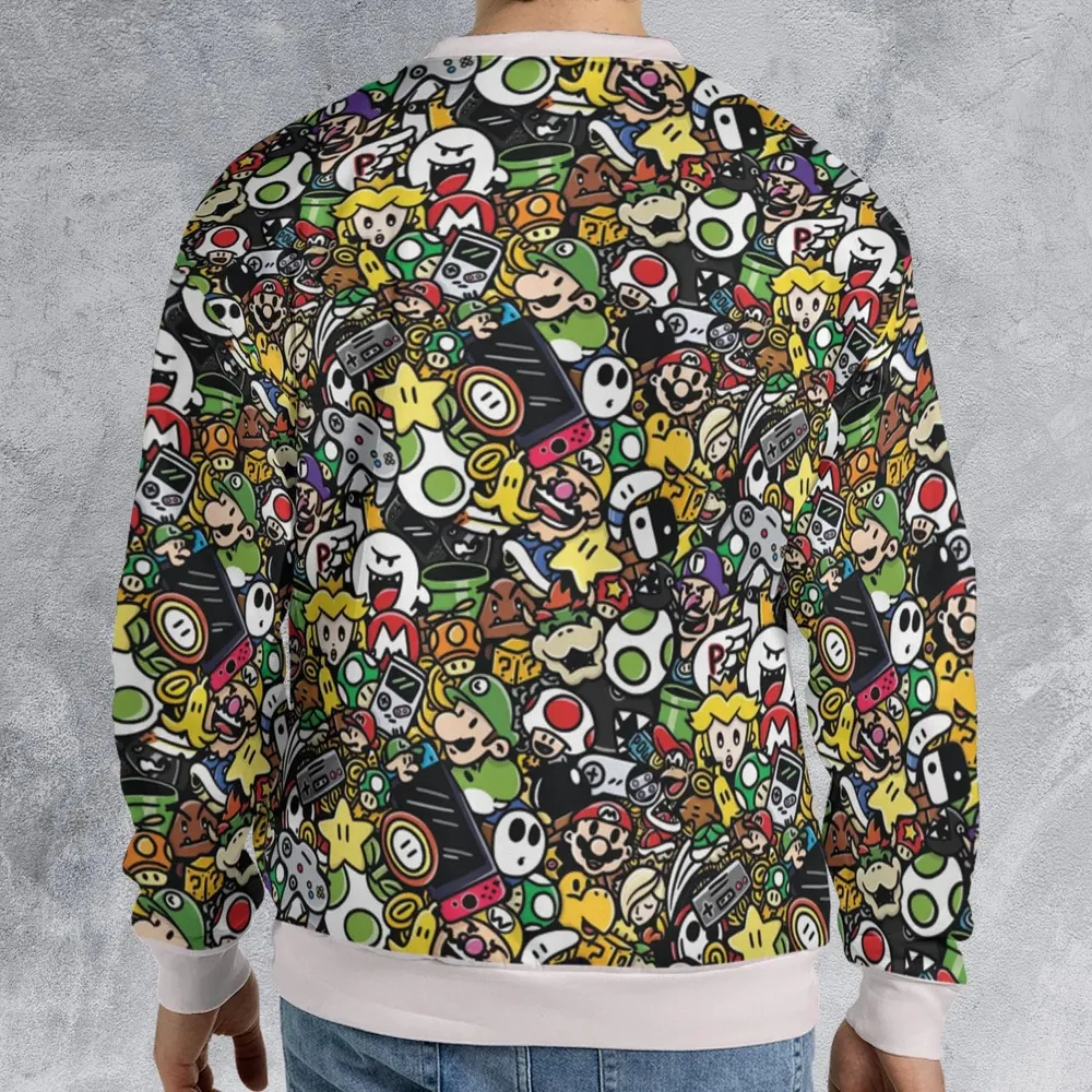 Super Mario Characters All In One Pattern All-over Print Sweatshirt - 2