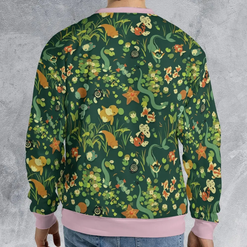 Floating In A Pond Magikarp Psyduck Vaporeon Water Pokemon All-over Print Sweatshirt - 2