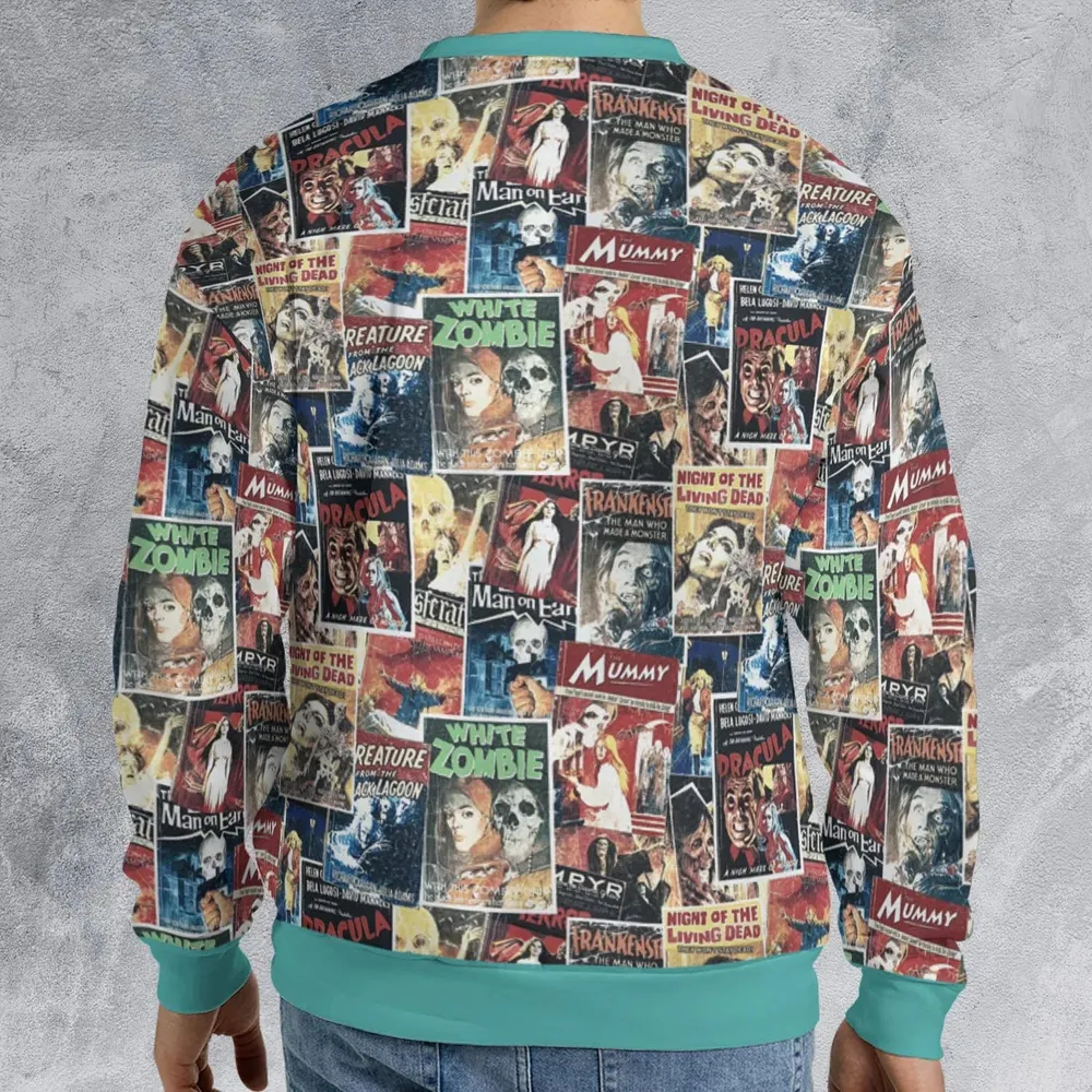 Pioneering '50s Classics Monster Hammer Horror Films All-over Print Sweatshirt - 2
