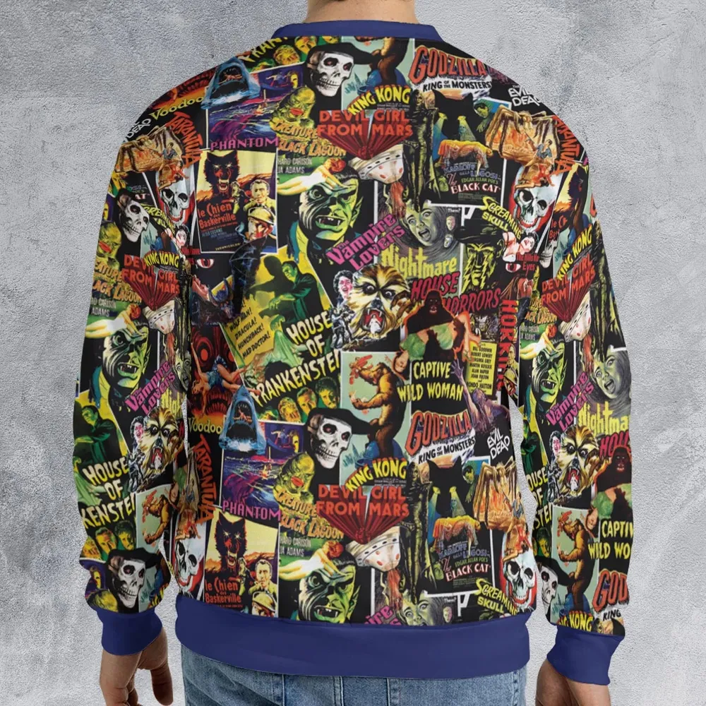 Fright Night Halloween Retro Horror Characters Collage All-over Print Sweatshirt - 2