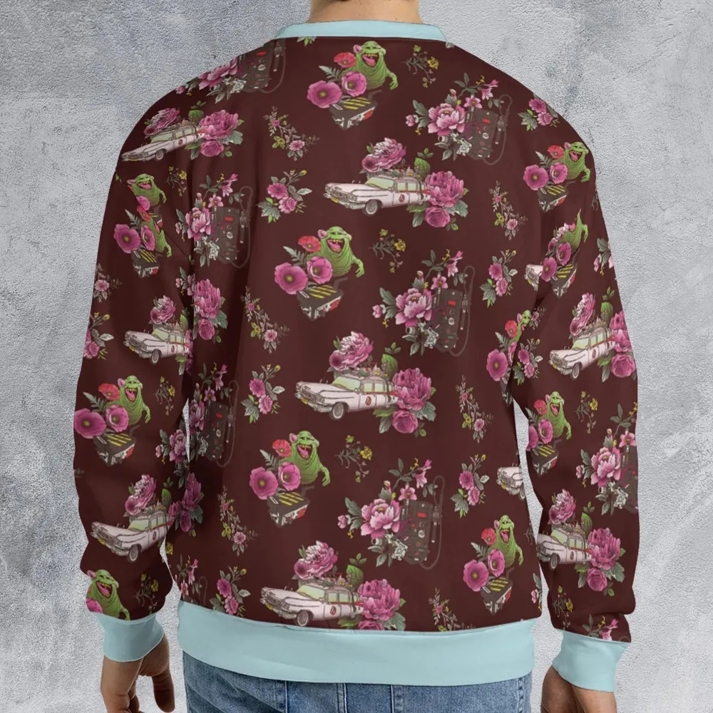 Slimer Ecto-1 Proton Pack Floral Ghostbusters All-over Print Sweatshirt - 2