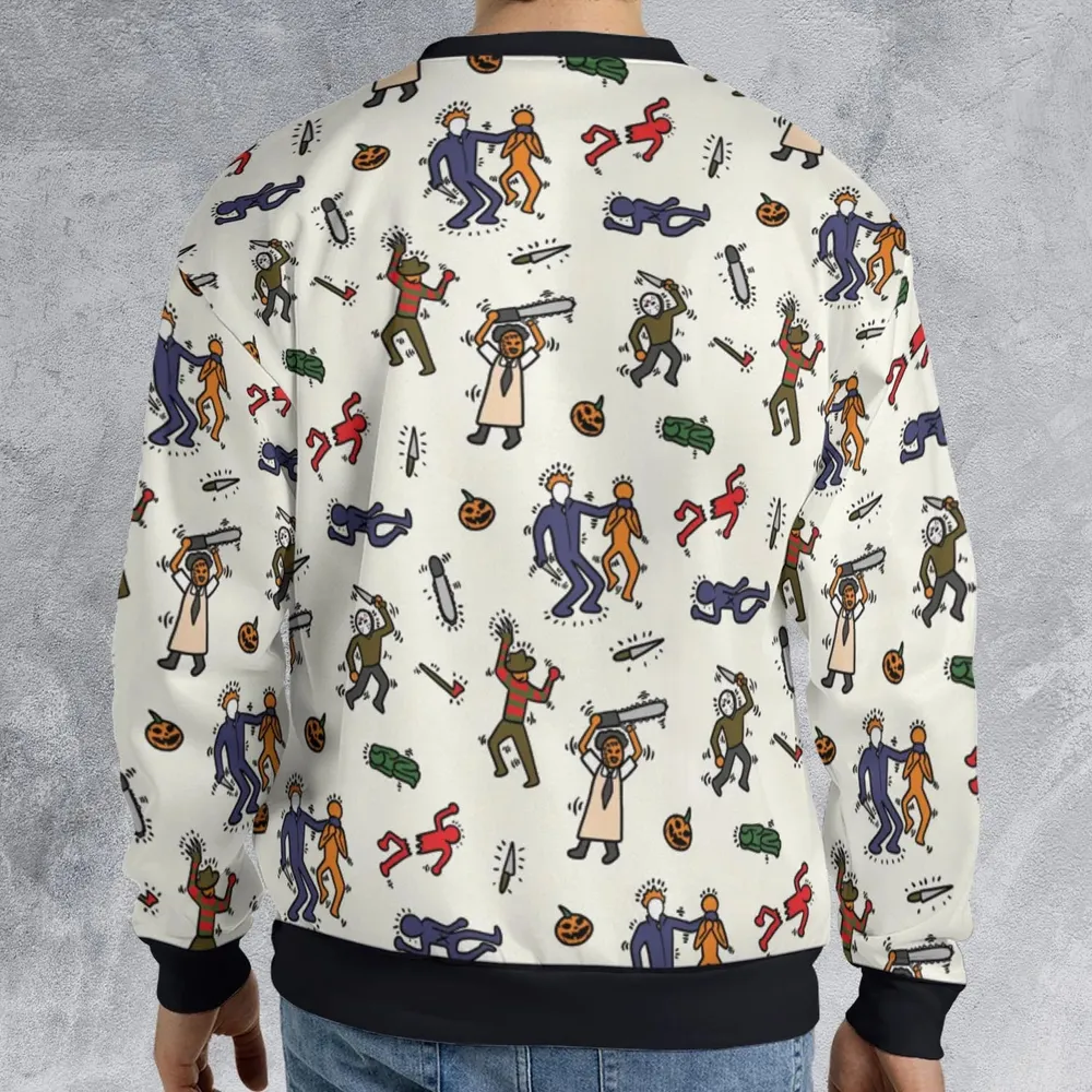 Horror Movie Pop Characters Pattern All-over Print Sweatshirt - 2