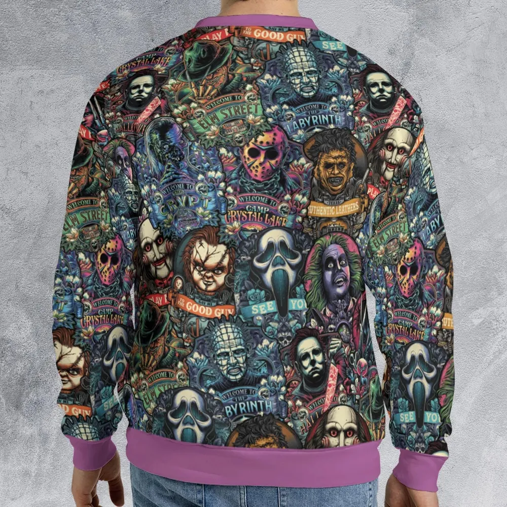 Horror Movie Characters Pattern All-over Print Sweatshirt - 2