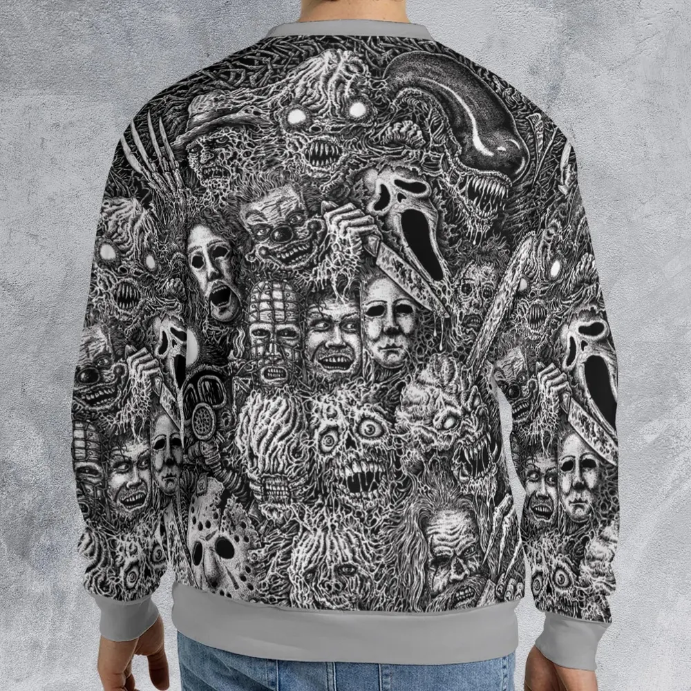 Horror Movie Assemblage Ghostface Xenomorph Pinhead Freddy Michael Myers All-over Print Sweatshirt - 2
