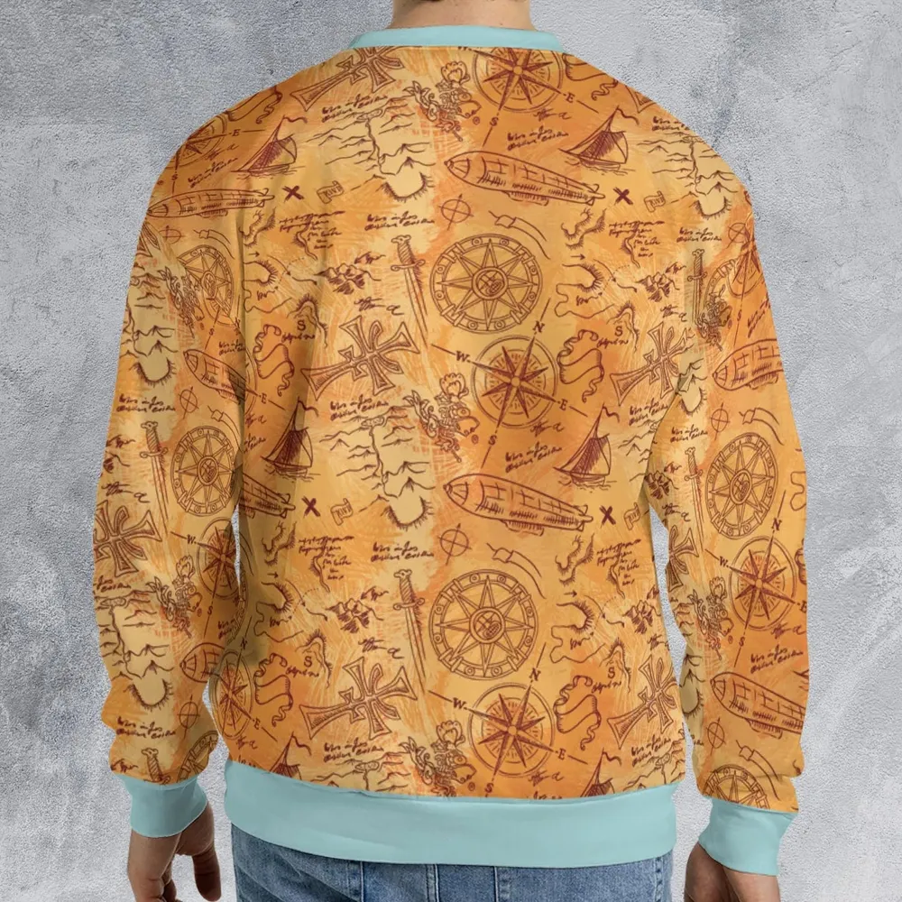 Vintage Adventure Map Indiana Jones All-over Print Sweatshirt - 2