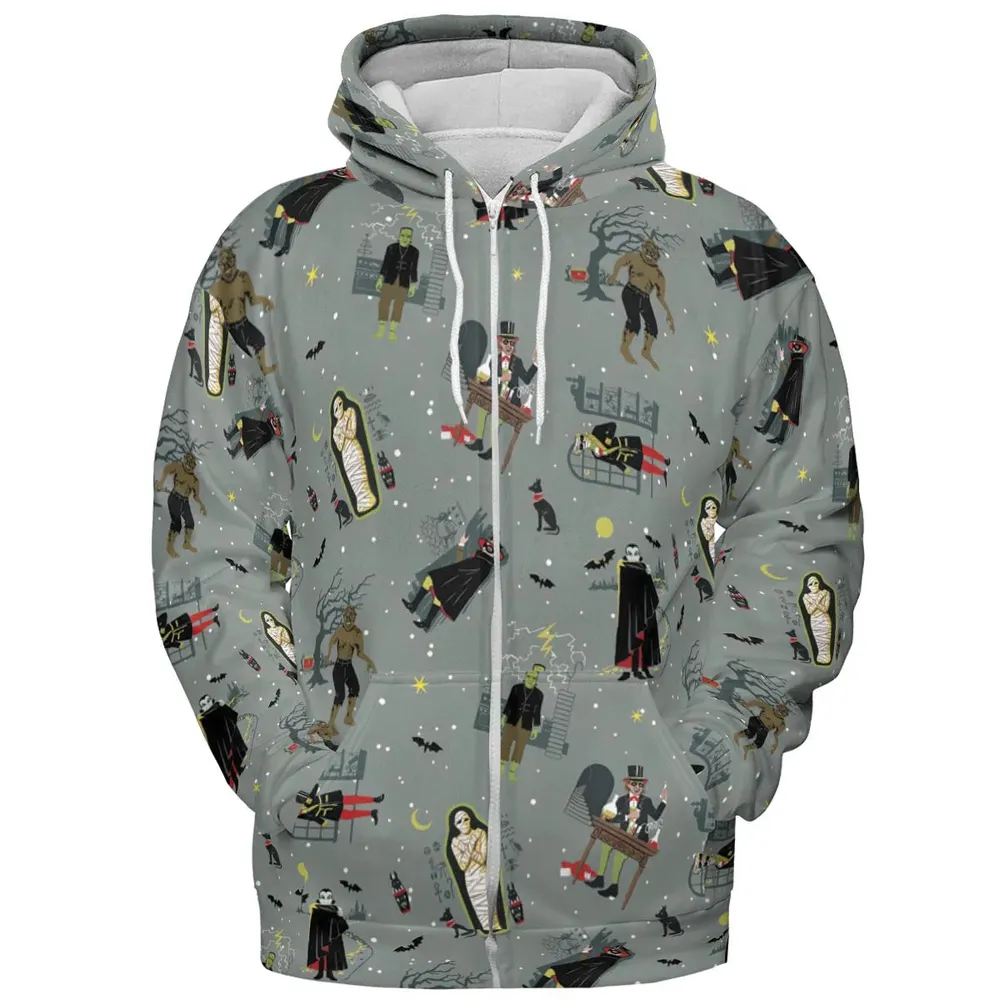 Classic Monsters Halloween All-over Print Hoodie - 3