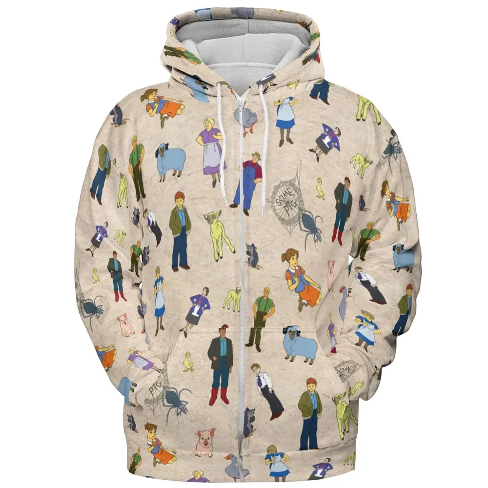 Beloved Children's Tale Charlotte's Web Cartoon Characters All-over Print Hoodie - 3