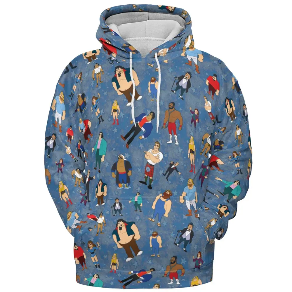 80s Hulk Rock 'n' Wrestling Characters All-over Print Hoodie - 2