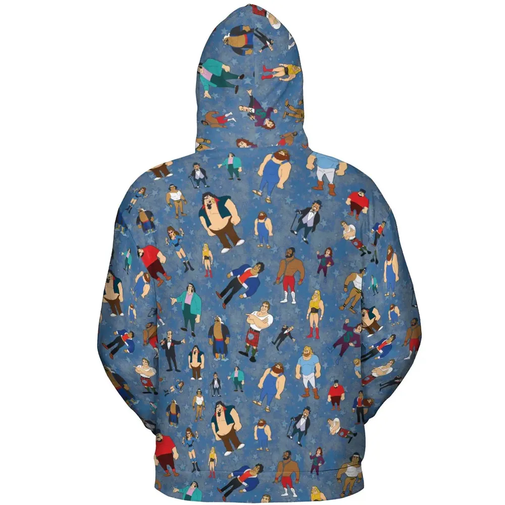 80s Hulk Rock 'n' Wrestling Characters All-over Print Hoodie - 4