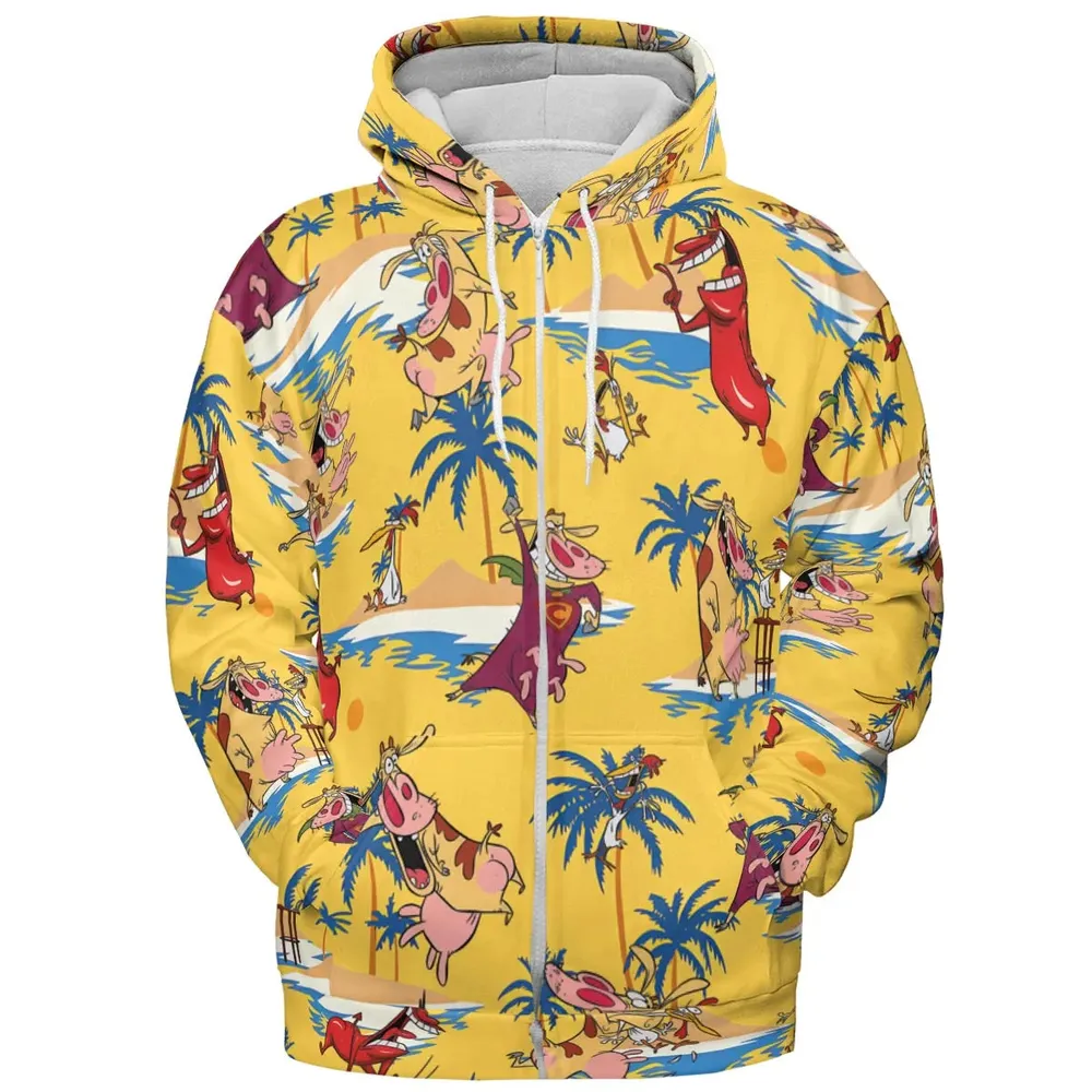 Cow Chicken Red Guy All-over Print Hoodie - 3